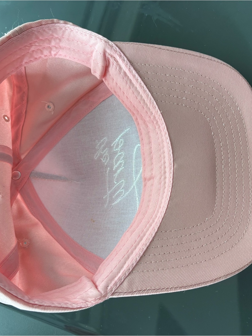 Soft Pink Embroidered Script Baseball Cap - Picture 2 of 2